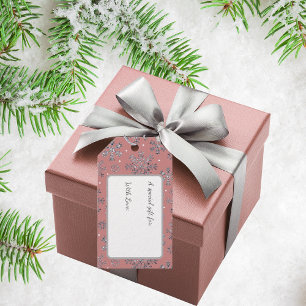 Chic Rose Gold Christmas w/ Elegant Snowflakes Gift Tags