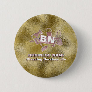 Chic Rose Gold Classy Logo Cleaning Service Golden 6 Cm Round Badge