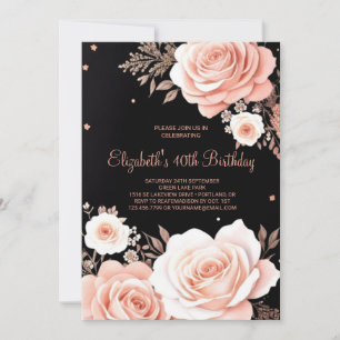 Chic Rose Gold Custom 40th Birthday Invitation