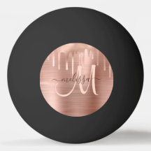 Chic Rose Gold Dripping Brushed Metal Blush Script