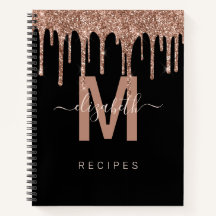 Chic Rose Gold Dripping Glitter Monogram Recipe