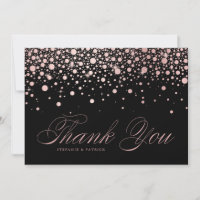 Chic Rose Gold Foil Confetti Drops Black Wedding