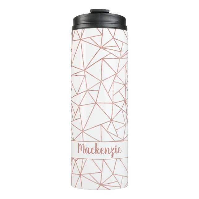 Chic Rose Gold Foil Geometric Name or Monogram Thermal Tumbler (Front)