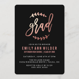 Chic Rose Gold Foil   Graduation Party Invitation