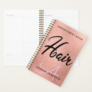Chic Rose Gold Foil Hair Appointment Book Planner