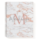 Chic Rose Gold Foil Marble Monogram