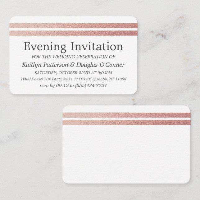 Chic Rose Gold Foil Stripes Evening Event Ticket (Front/Back)