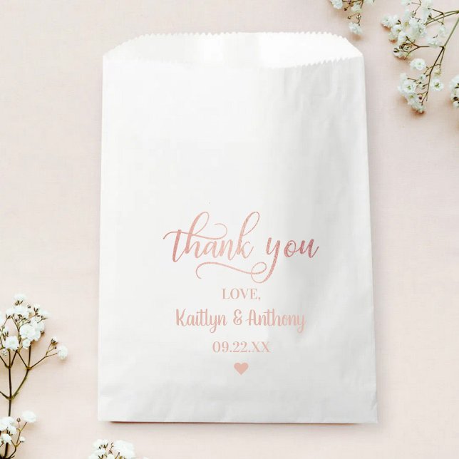 Chic Rose Gold Foil Wedding Thank You Favour Bag (Creator Uploaded)