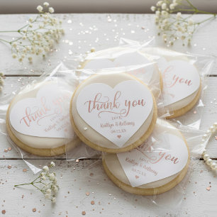 Chic Rose Gold Foil Wedding Thank You Heart Sticker