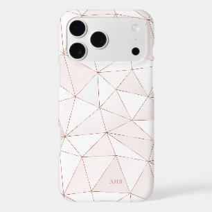 Chic Rose Gold Geometric Abstract Pattern Monogram