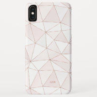Chic Rose Gold Geometric Abstract Pattern Monogram