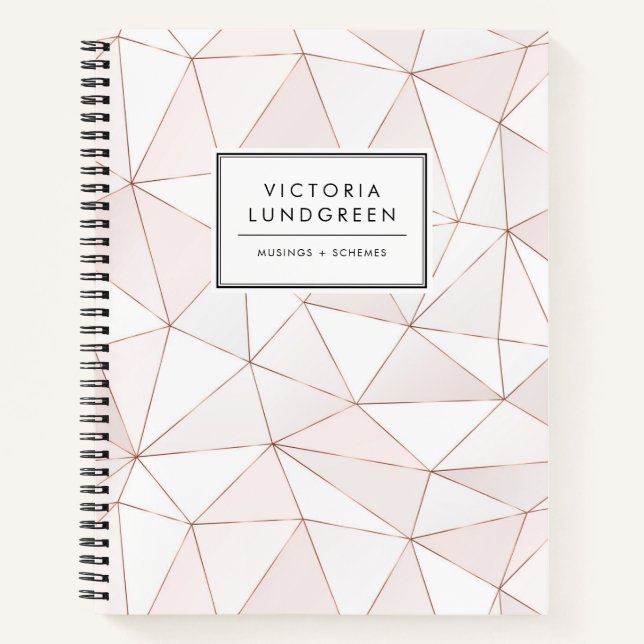 Chic Rose Gold Geometric Abstract Pattern Notebook (Front)