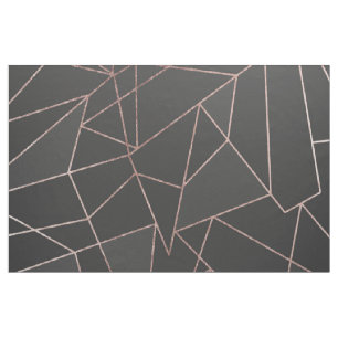 Chic Rose Gold Geometric Outline on Black Charcoal Fabric
