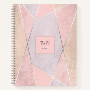 Chic Rose Gold Geometric Trendy Modern Pink Silver Notebook