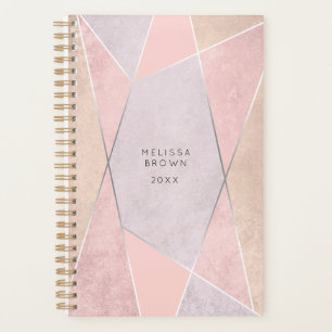 Chic Rose Gold Geometric Trendy Modern Pink Silver Planner