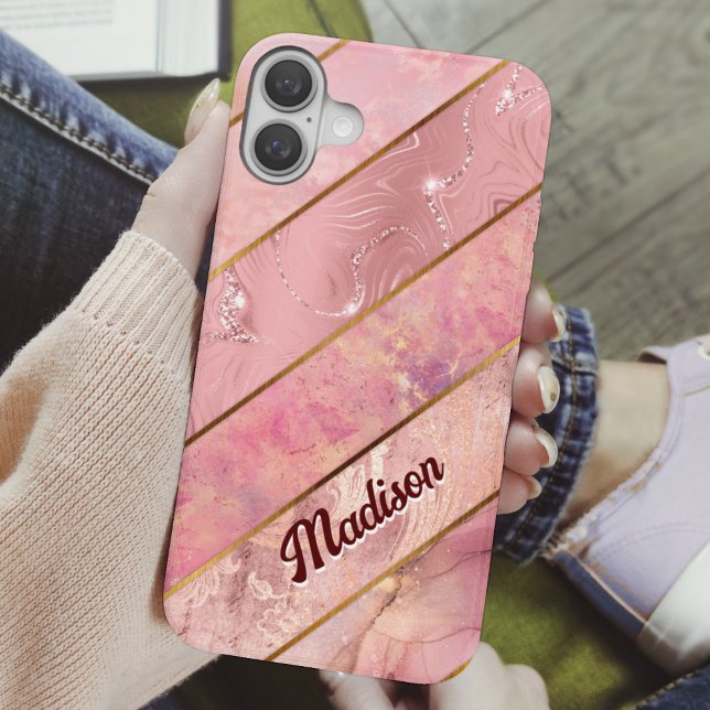 Chic rose gold girly elegant geometric Case-Mate i iPhone Case (Creator Uploaded)
