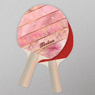 Chic rose gold girly elegant geometric ping pong paddle