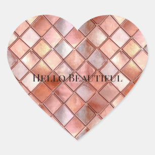Chic Rose Gold Glam Tiles Heart Sticker