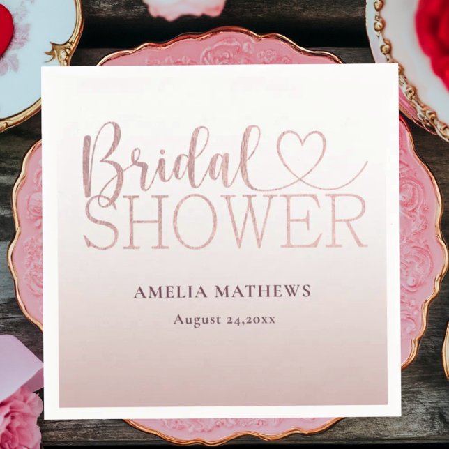 Chic Rose Gold Glitter Bridal Shower  Napkin (Creator Uploaded)