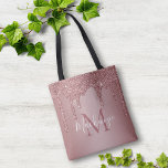 Chic Rose Gold Glitter Drips Monogram Tote Bag<br><div class="desc">Chic Rose Gold Glitter Drips Monogram Tote Bag with fashion faux blush pink/rose gold glitter drips on a chic background with your custom monogram and name. Designed by Cedar and String. To personalise further, please click the "customise further" link and use the design tool to modify the design. If you...</div>