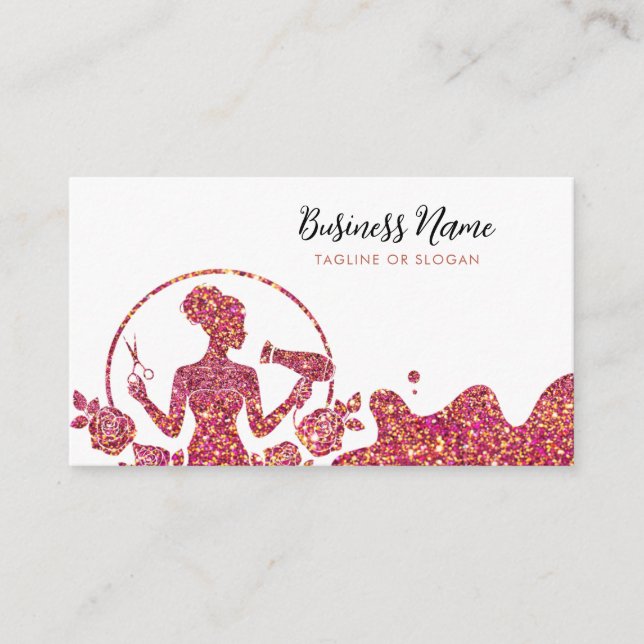Chic Rose Gold Glitter Floral Appointment Card (Front)