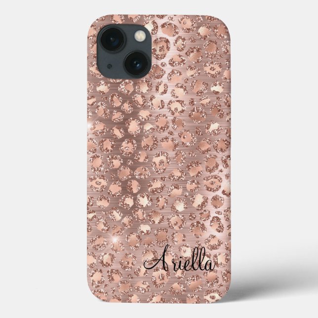 Chic Rose Gold Glitter Leopard Case-Mate iPhone Case (Back)