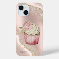 Chic Rose Gold Glitter Marble Cupcake
