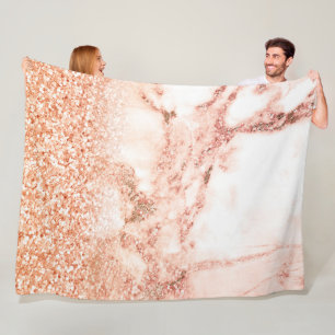 Chic rose gold glitter ombre pink glitter marble fleece blanket