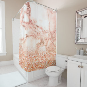 Chic rose gold glitter ombre pink glitter marble shower curtain