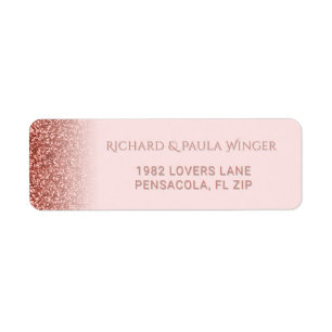 Chic Rose Gold Glitter Sparkle Glam Blush Pink Return Address Label