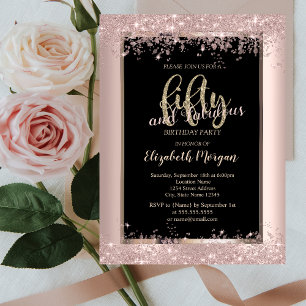 Chic Rose Gold Glitter Sparkles 50th Birthday Invitation