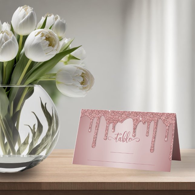 Chic Rose Gold Glitter Wedding Table Place Card (Chic Rose Gold Glitter Wedding Table Place Cards)