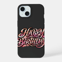 Chic Rose Gold Happy Birthday Glitter Typography
