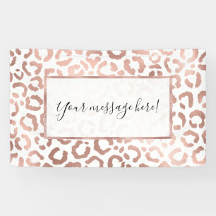Chic Rose Gold Leopard Cheetah Animal Print Banner