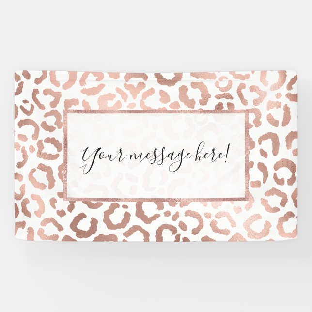 Chic Rose Gold Leopard Cheetah Animal Print Banner (Horizontal)