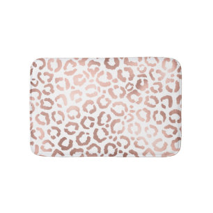 Chic Rose Gold Leopard Cheetah Animal Print Bath Mat