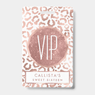 Chic Rose Gold Leopard Cheetah Animal Print ID Badge