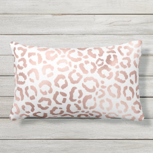 Chic Rose Gold Leopard Cheetah Animal Print Lumbar Cushion