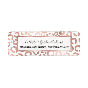 Chic Rose Gold Leopard Cheetah Animal Print Return Address Label