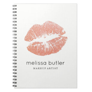 Chic Rose Gold Lips Makeup Artist Notebook