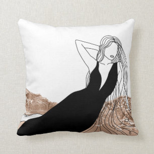 *~* Chic Rose Gold Long Hair Woman Beauty Fashion  Cushion