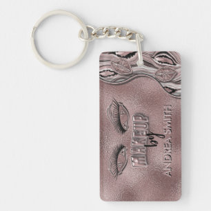 Chic Rose Gold Makeup Artist Personalized Elegant  Key Ring