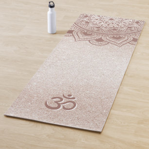 Chic Rose Gold Mandala Om Personal Yoga Mat