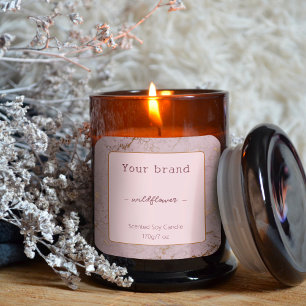 Chic Rose Gold Marble Candle Product Label