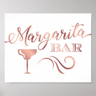 Chic Rose Gold MARGARITA BAR Sign Print