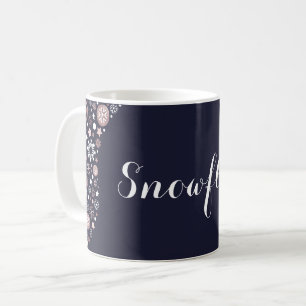 Chic rose gold metallic winter snowflakes coffee mug