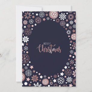 Chic rose gold metallic winter snowflakes holiday card