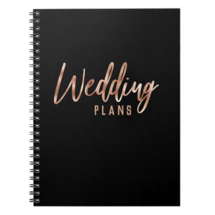 Chic Rose Gold Modern Typography Wedding Planner Notebook