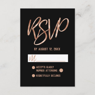 Chic Rose Gold Modern Typography Wedding RSVP