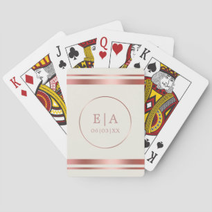 Chic Rose Gold Monogram Wedding Poker Playing Card